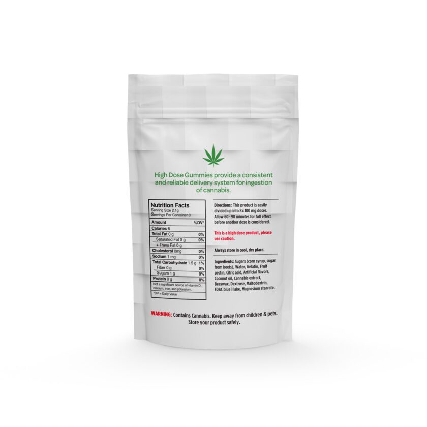 Super Strength Sour Raspberry Fruit Gummy (800 mg THC, Indica) - Image 2