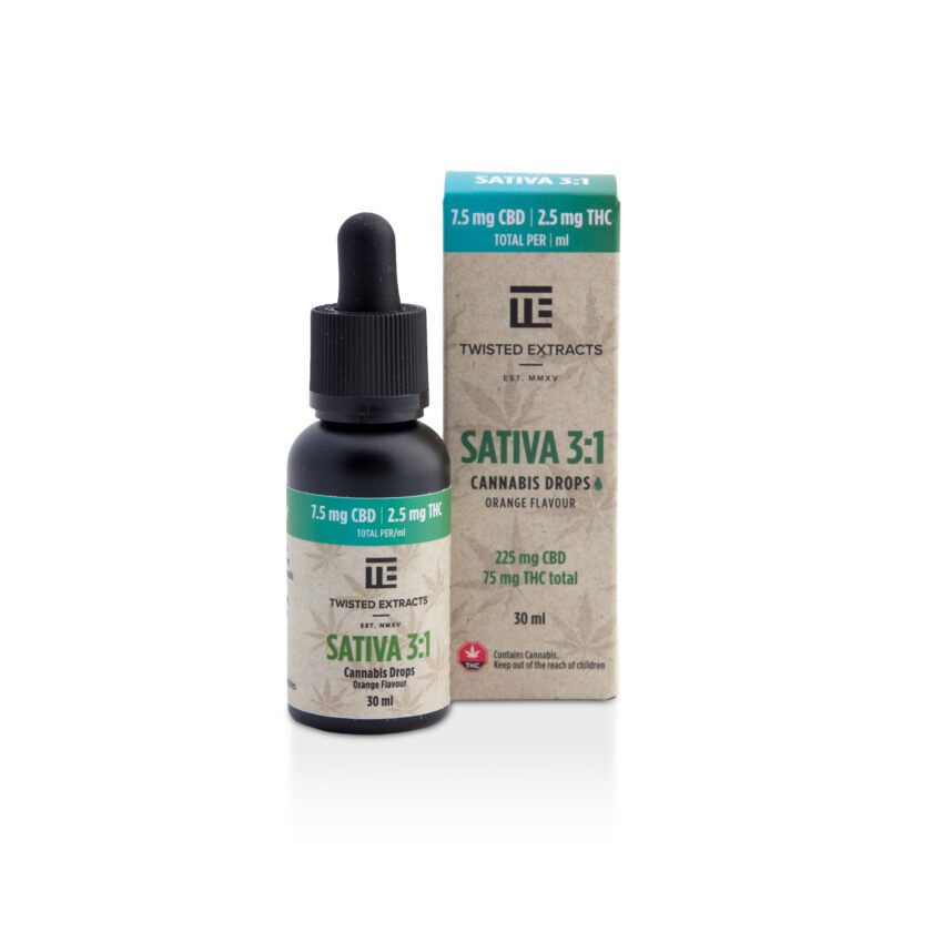 Sativa 3:1 Oil Drops (75 mg THC + 225 mg CBD)