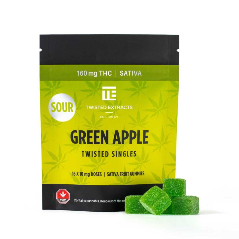 Sour Green Apple Twisted Singles (160 mg THC, Sativa)