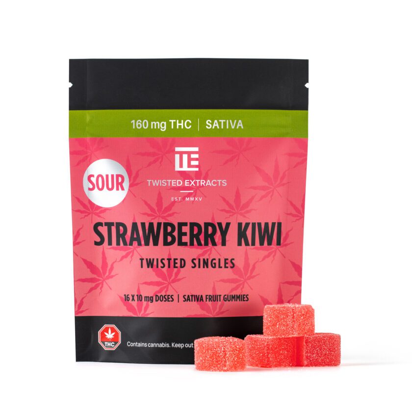 Sour Strawberry Kiwi Twisted Singles (160 mg THC, Sativa)
